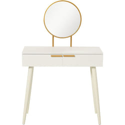 Homcom - Tavolo da Trucco con Specchio e 2 Cassetti per Accessori in Legno Bianco
