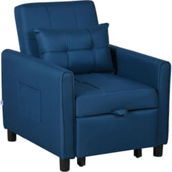 Homcom - Poltrona Letto Singolo 3 Reclinazioni 69x82x85cm, Blu