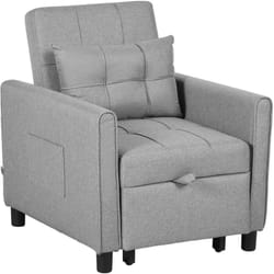 Homcom - Poltrona Letto Singolo a 3 Reclinazioni 69x82x85cm, Grigio Chiaro
