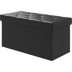 Panca Contenitore 84L Pieghevole Coperchio Imbottito in Pelle pu Nero - Homcom