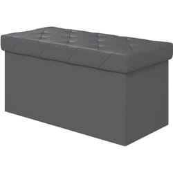 Panca Contenitore 84L Pieghevole Coperchio Imbottito in Pelle pu Grigio - Homcom