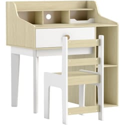 Set Scrivania e Sedia per Bambini in Legno con Scaffale e Cassetto - Aiyaplay