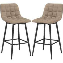 Set 2 Sgabelli Alti Stile Nordico in Tessuto Effetto Velluto Marrone - Homcom