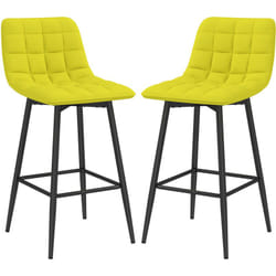 Set 2 Sgabelli Alti Stile Nordico in Tessuto Effetto Velluto Giallo - Homcom