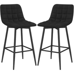 Set 2 Sgabelli Alti Stile Nordico in Tessuto Effetto Velluto Nero - Homcom