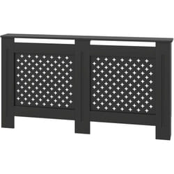 Copricaloriferi in Legno Traforato con Ripiano 152x19x82 cm Nero - Homcom