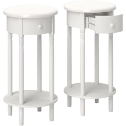 HOMCOM Set 2 Comodini in Legno con Cassetto e Ripiano Ø35.5x71 cm Bianco