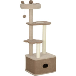 Torre per Gatti con Lettino, Casetta in Legno e Cachemire Marrone - Pawhut