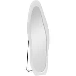 Homcom - Specchio da Terra e Parete Cornice Ondulata in Velluto 160x50cm Bianco