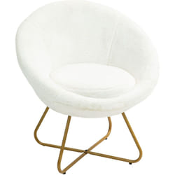 Homcom - Poltroncina da Camera con Gambe in Metallo e Finta Pelliccia Bianco