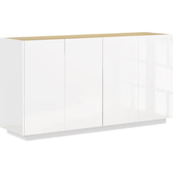 Credenza Cucina con Armadietti 2 Ante e Ripiani Regolabili Bianco Lucido - Homcom