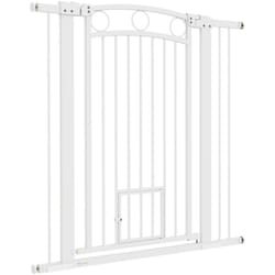 Pawhut - Cancelletto per Cani Regolabile 76-104x106cm con 2 Estensioni Bianco