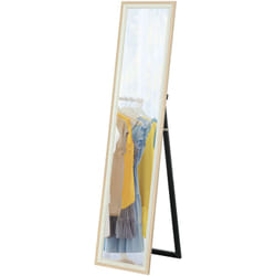 Homcom - Specchio a Figura Intera da Parete e Autoportante 37x157cm Bianco e Legno