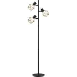Homcom - Lampada da Pavimento 40W con 3 Luci Regolabili in Metallo Nero