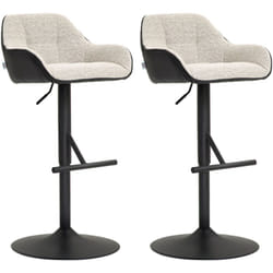 Set 2 Sgabelli Imbottiti Regolabili con Schienale e Braccioli Nero Grigio - Homcom