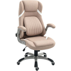 Vinsetto - Sedia Ergonomica Girevole da Ufficio in Tessuto Effetto Lino Marrone