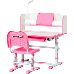 Banco per Bambini 6-12 Anni con Luce led, Leggio e Portapenne Rosa - Homcom