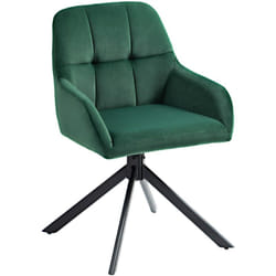 Homcom - Poltroncina da Camera in Velluto Seduta Girevole e Gambe Acciaio Verde
