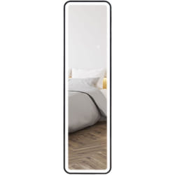 HOMCOM Specchio Illuminato con Funzione Memory e Bordi Arrotondati Nero