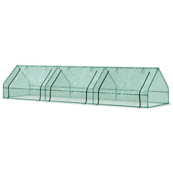 Outsunny - Serra per Orto 4x1x0.8 m con 3 Ingressi Avvolgibili Verde