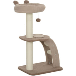 PawHut Albero Tiragraffi per Gatti a 3 Livelli con Trespolo Bianco Marrone