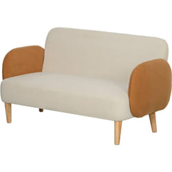 Homcom - Divano Moderno Stile Nordico in Tessuto Effetto Velluto Crema e Arancione