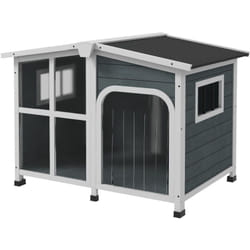 Pawhut - Cuccia da Esterno per Cani Taglia Media in Legno con Tetto Apribile