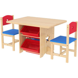 Aiyaplay - Set per Bambini con 2 Sedie e Tavolo con 4 Contenitori Portaoggetti