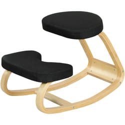 Homcom - Sedia Ergonomica Dondolante in Tessuto Effetto Lino e Legno Nero