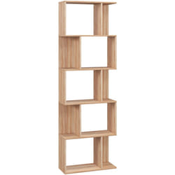Scaffale Libreria a 5 Ripiani in Truciolato color Legno 60x24x184.5 cm - Homcom