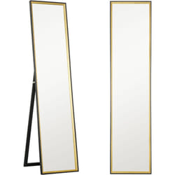 HOMCOM Specchio Verticale con Supporto Posteriore e Cornice in MDF Nero e Oro