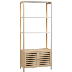Mobile da Bagno 3 Ripiani e Armadietto Inferiore in Bambù Bianco e Legno - Homcom