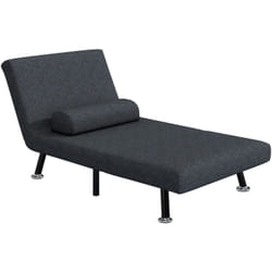 Poltrona Letto Singolo Regolabile in Tessuto Effetto Lino Grigio Scuro - Homcom