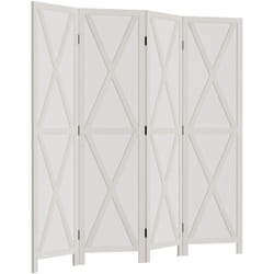 Homcom - Separé Divisorio per Interni a 4 Ante in Legno 182x170 cm, Bianco