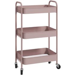 Carrello Portavivande a 3 Livelli in Acciaio con Maniglie Rosa - Homcom