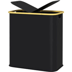 Homcom - Cesta Porta Biancheria da 80L con Coperchio in Tessuto e Bambù Nero