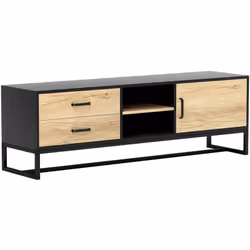 Descrizione: Rinnova il tuo spazio con il mobile TV HOMCOM. Con un design semplice e moderno dalla finitura nera e legno natu ...