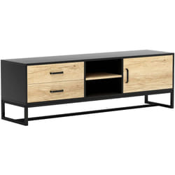 Mobile Porta tv 60' con 2 Cassetti, Armadietto e Ripiani Legno Naturale - Homcom