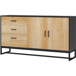 HOMCOM Credenza Cucina con Armadietto 2 Ante Soft-Close e 3 Cassetti in Legno