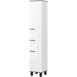 Mobile Alto Bagno con 2 Armadietti, Ripiani e Cassetto 34x32x190cm Bianco - Homcom