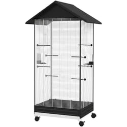 Voliera per Uccellini con Ruote e Vassoio Estraibile Alta 155 cm Nero - Pawhut