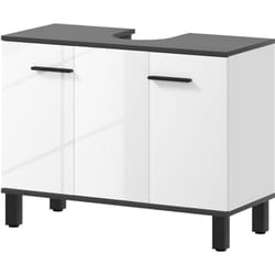 HOMCOM Mobile Bagno Sottolavabo a 2 Ante con Ripiano Regolabile Bianco Lucido