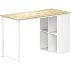 Scrivania per Computer con 4 Ripiani in Legno e Acciaio Bianco e Rovere - Homcom
