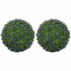 Descrizione: Ravviva qualsiasi spazio con il set di due piante artificiali a sfera HOMCOM, arricchite da 455 foglie e 225 fio ...