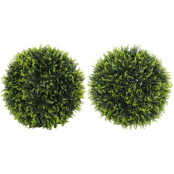 Homcom - Set di 2 Piante Finte a Sfera con Foglie di Cedro Ø45cm Verde