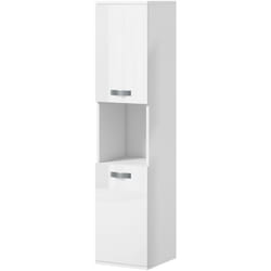 Mobiletto Bagno con Armadietti, Ripiani e Scaffale Aperto Bianco - Kleankin