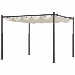 Descrizione: Rinnova il look del tuo spazio esterno con il gazebo pergola Outsunny con un tettuccio retrattile rivestito in P ...