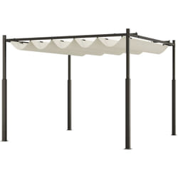 Outsunny - Pergola per Giardino 3x3 m con Tetto Retrattile Bianco Crema