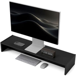 Homcom - Porta Monitor pc in Legno con 2 Vani Contenitore, 100x27x15 cm, Nero