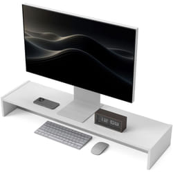 Homcom - Porta Monitor pc in Legno con 2 Vani Contenitore, 100x27x15 cm, Bianco